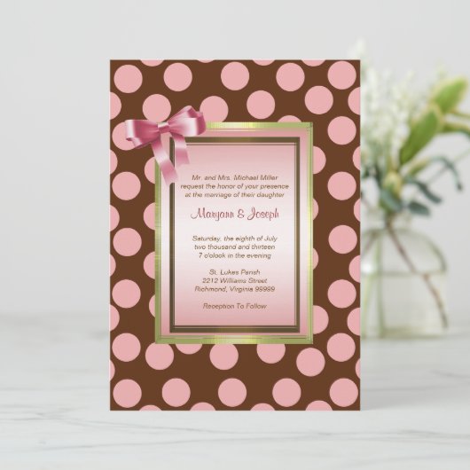 Roze en bruine pokadop Sjabloon Kaart (Staand voorkant)