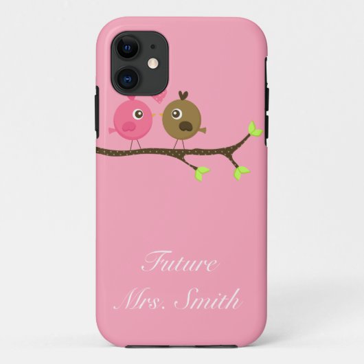Roze en bruine poladots Tortelduifjes Future Mrs. Case-Mate iPhone Case (Achterkant)