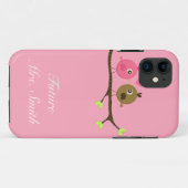 Roze en bruine poladots Tortelduifjes Future Mrs. Case-Mate iPhone Case (Achterkant (horizontaal))