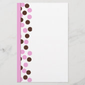 Roze en Bruine Polka Dot Briefpapier (Voorkant)