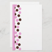 Roze en Bruine Polka Dot Briefpapier (Voorkant / Achterkant)