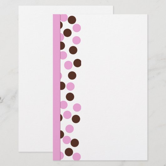 Roze en Bruine Polka Dot Briefpapier (Voorkant / Achterkant)