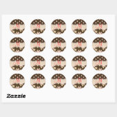 Roze en Bruine polka stippen stickers (Vel)