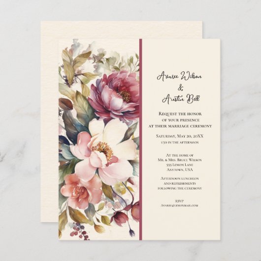 Roze en  bruine ponies Wedding (Voorkant / Achterkant)