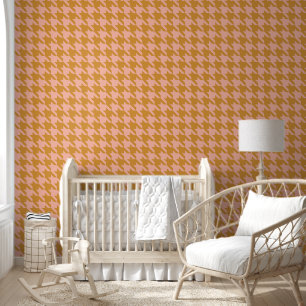 Roze en Bruine Preppy Houndstooth voor Girls Room Behang