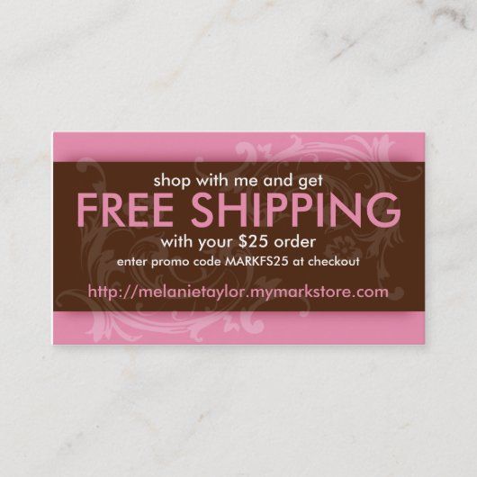 Roze en bruine promo-kaart visitekaartje (Voorkant)