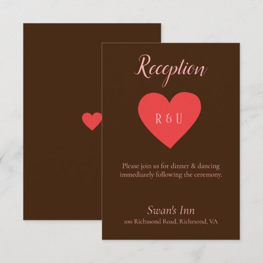  Roze en Bruine Receptie Informatiekaartje (Voorkant / Achterkant)