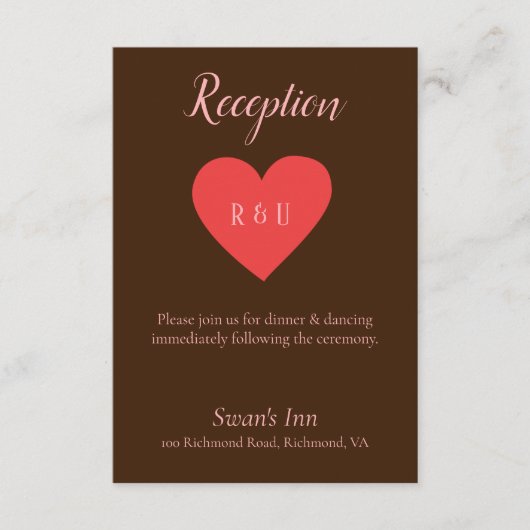  Roze en Bruine Receptie Informatiekaartje (Voorkant)