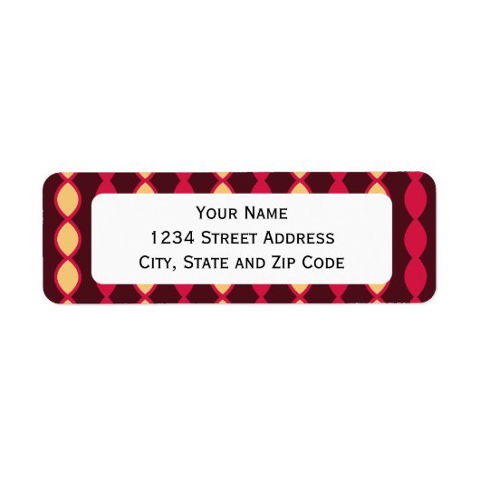 Roze en bruine retro 70's patroon etiket (Voorkant)