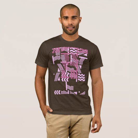 Roze en bruine retro t-shirt (Voorkant volledig)