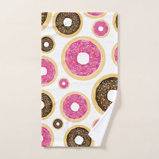 Roze en bruine sprinkhanen donuts Modern Fun Cute Bad Handdoek (Handdoek)