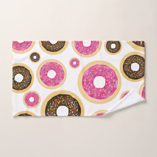 Roze en bruine sprinkhanen donuts Modern Fun Cute Bad Handdoek (Handdoek)