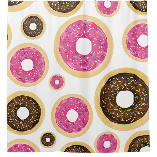 Roze en bruine sprinkhanen donuts Modern Fun Cute Douchegordijn (Voorkant)
