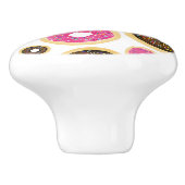 Roze en bruine sprinkhanen donuts Modern Fun Cute Keramische Knop (Zijkant)