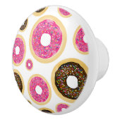 Roze en bruine sprinkhanen donuts Modern Fun Cute Keramische Knop (Rechts)