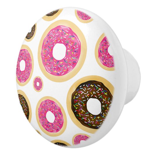 Roze en bruine sprinkhanen donuts Modern Fun Cute Keramische Knop (Rechts)