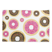 Roze en bruine sprinkhanen donuts Modern Fun Cute Kussensloop (Achterkant)