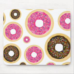 Roze en bruine sprinkhanen donuts Modern Fun Cute Muismat