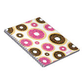 Roze en bruine sprinkhanen donuts Modern Fun Cute Notitieboek (Rechterzijde)