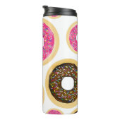 Roze en bruine sprinkhanen donuts Modern Fun Cute Thermosbeker (Geroteerd rechts)