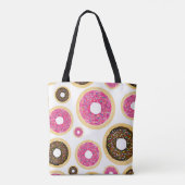 Roze en bruine sprinkhanen donuts Modern Fun Cute Tote Bag (Achterkant)