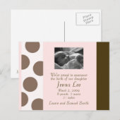 Roze en bruine Stippen Briefkaart () (Voorkant / Achterkant)