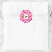 Roze en bruine stippen letter P Ronde Sticker (Tas)