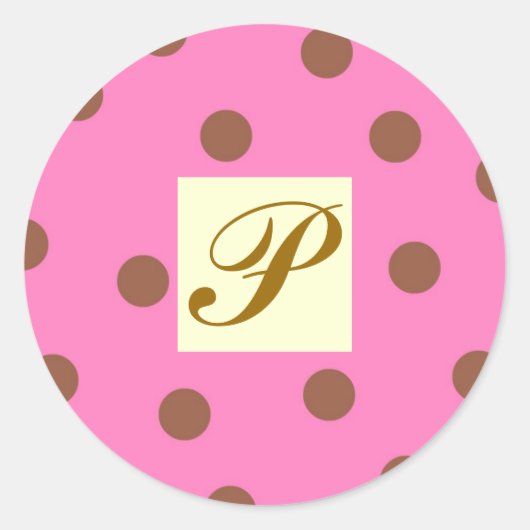 Roze en bruine stippen letter P Ronde Sticker (Voorkant)