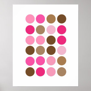Roze en bruine Stippen Modern kunstpatroon Abstrac Poster