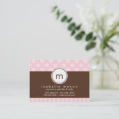 Roze en bruine Stippen & stripkaart Contactkaartje (Staand voorkant)