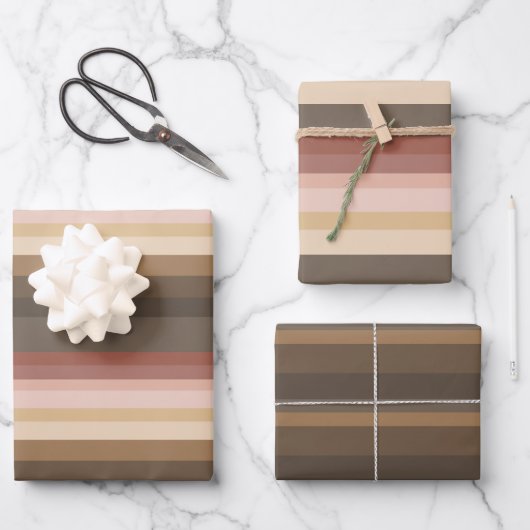 Roze en bruine streep inpakpapier vel (Voorkant)
