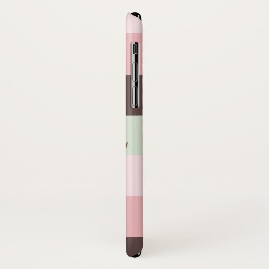 Roze en bruine streep monogram gewei Case-Mate iPhone case (Achterkant/links)