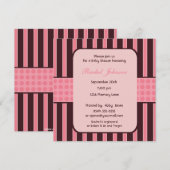 Roze en bruine strepe Baby shower Kaart (Voorkant / Achterkant)