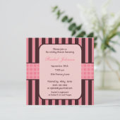 Roze en bruine strepe Baby shower Kaart (Staand voorkant)