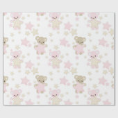 ROZE EN BRUINE TEDDYBEREN MET STERREN CADEAUPAPIER (Vlak)