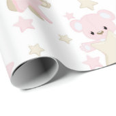 ROZE EN BRUINE TEDDYBEREN MET STERREN CADEAUPAPIER (Rol Hoek)