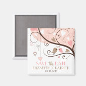 Roze en bruine Tortelduifjes Bespaar de Datum Magn Magneet (Voorkant / Achterkant)