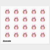 Roze en Bruine Uil Stickers (Vel)