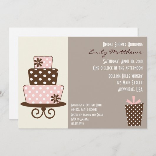 Roze en bruine uitnodiging (Voorkant / Achterkant)