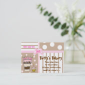 Roze en bruine Visitekaartje van koffiebakkerij (Staand voorkant)