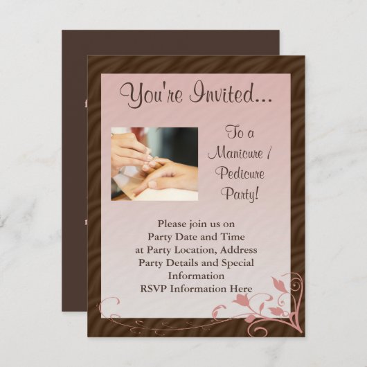 Roze en bruine wervelkolom Uitnodiging tot het ind (Voorkant / Achterkant)