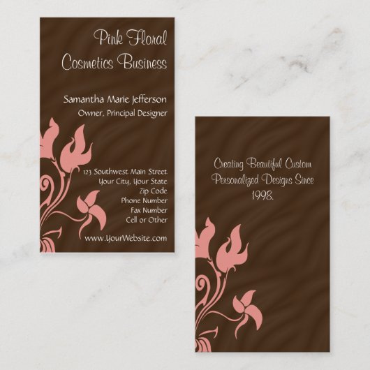 Roze en bruine wervelkolom visitekaartje (Voorkant / Achterkant)