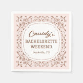 Roze en Bruine Westerse Bachelorette Party Servet (Voorkant)