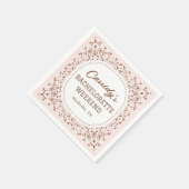 Roze en Bruine Westerse Bachelorette Party Servet (Hoek)