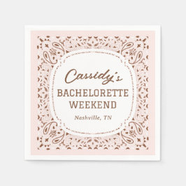 Roze en Bruine Westerse Jonggezellenfeest Servet