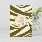 Roze en bruine zebra Print Baby shower Uitnodiging (Staand voorkant)