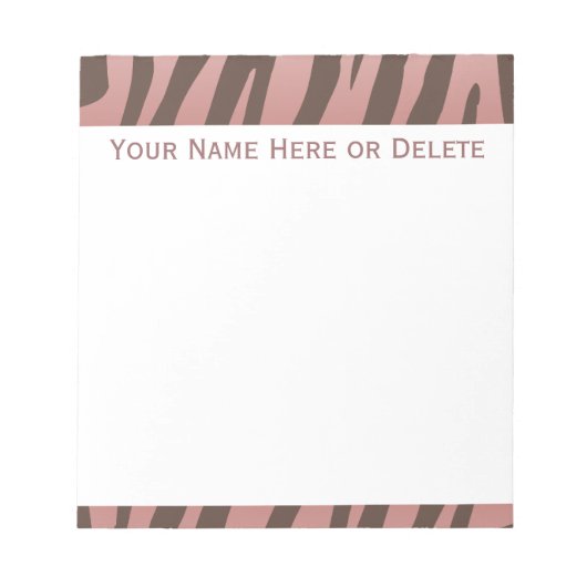Roze en bruine zebrastripes notitieblok (Voorkant)