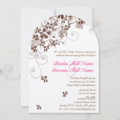 Roze en bruine zwembroeken bruiloft kaart (Voorkant)