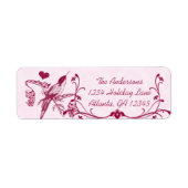 Roze en Burgundy Damask Musical  Hummingbird Etiket (Voorkant)