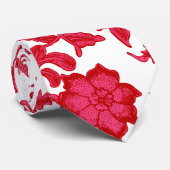 roze en burgundy hawaiian floral stropdas (Opgerold)